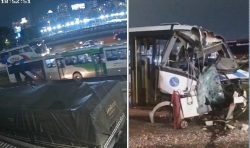 video:-camera-de-seguranca-registra-batida-entre-micro-onibus-e-onibus-que-deixou-32-feridos em-guarulhos